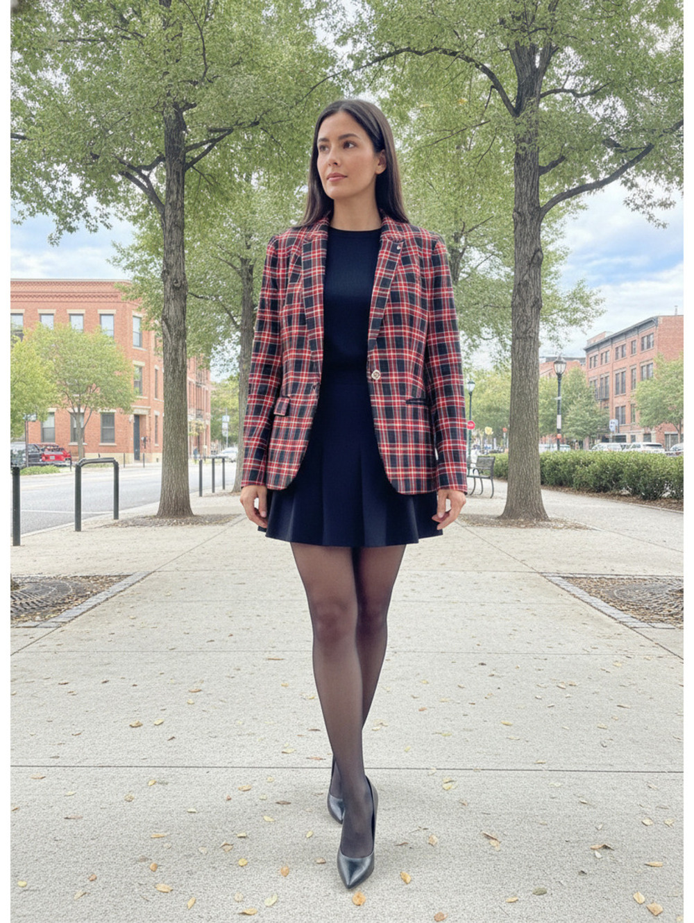Tommy Hilfiger Women's Red Plaid Blazer Size 16